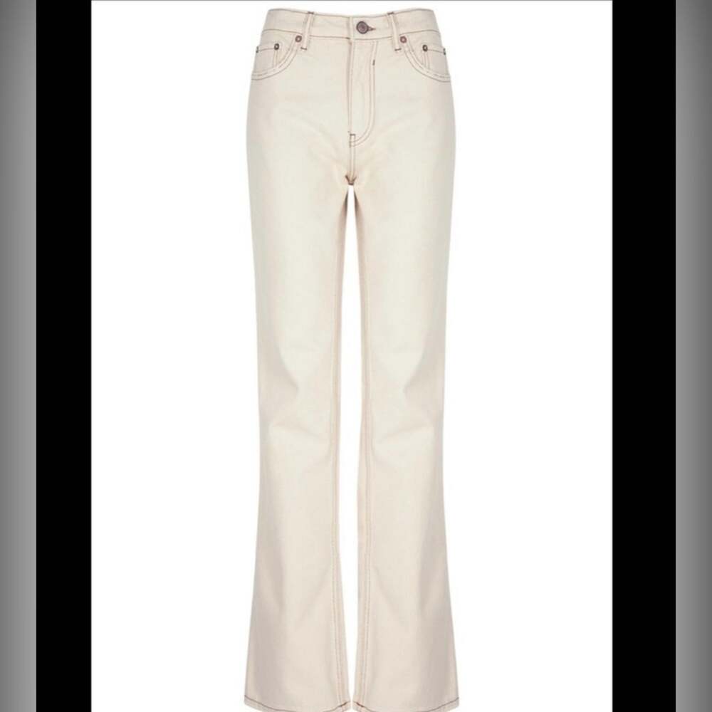 Free People We The Free Cream Bootleg Cream Denim Pants